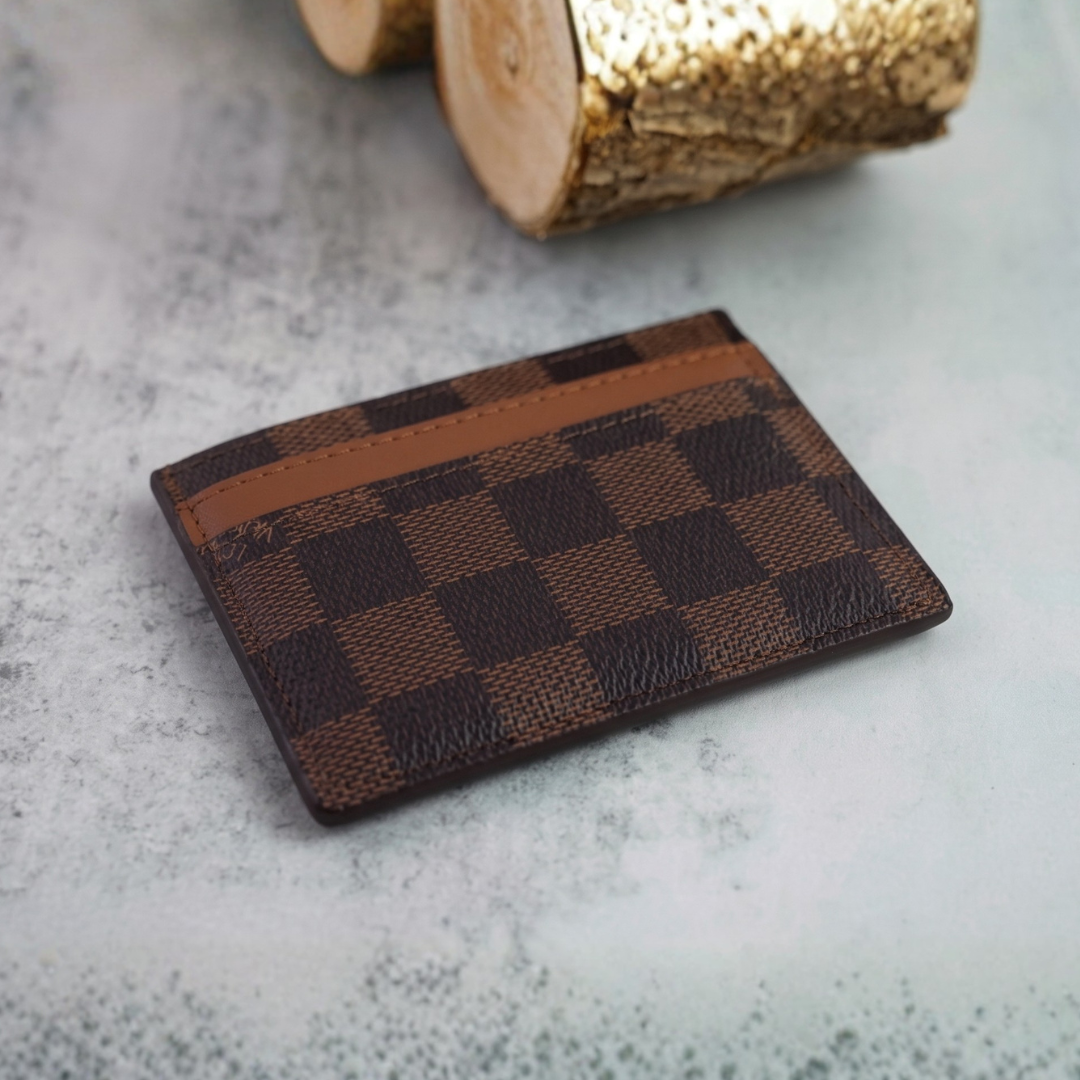 Designer LV Leather Card Holder Brown ( Made in Italy)