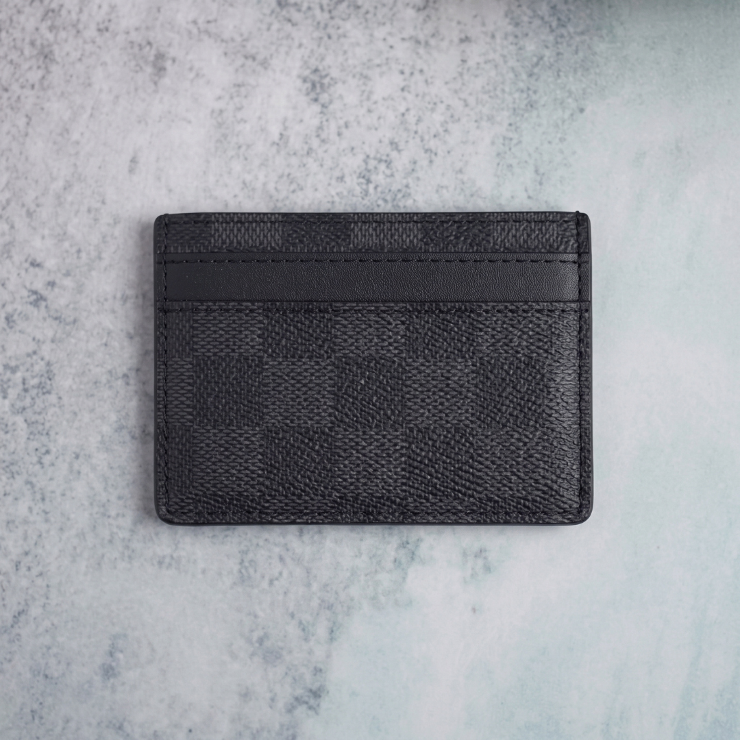 Designer LV Leather Card Holder Grey ( Made in Italy)
