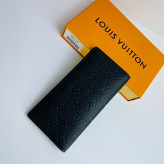 Designer LV Leather Men Long Wallet Black ( Made in Italy )