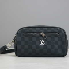 Designer LV Leather Toiletry Pouch Black ( Made In Italy )