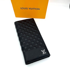 Designer LV Long Wallet For Men Cow Leather Black