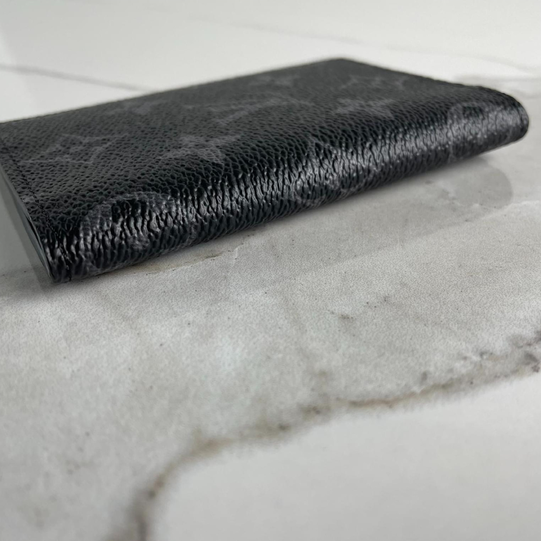 Designer LV Premium Leather Card Holder Black ( Made in Italy)