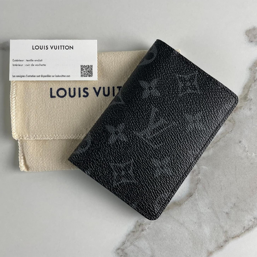 Designer LV Premium Leather Card Holder Black ( Made in Italy)
