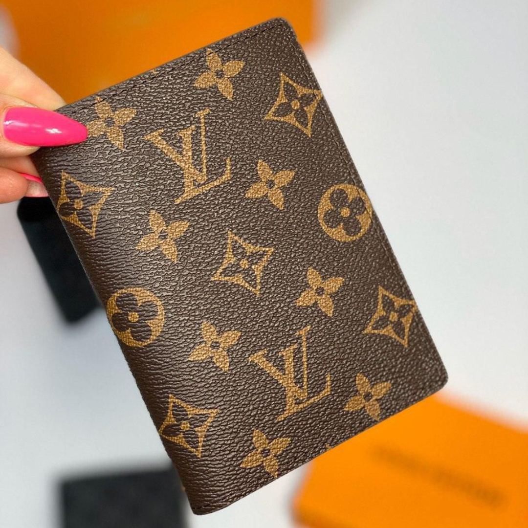 Designer Leather LV Card Holder Brown ( Made in Italy)