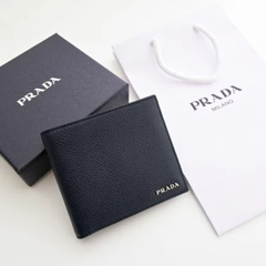 Designer Prada Leather Bifold Men Wallet Black ( Made in Italy )