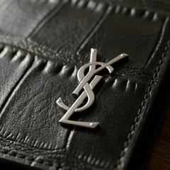 Designer YSL Leather Long Wallet Black