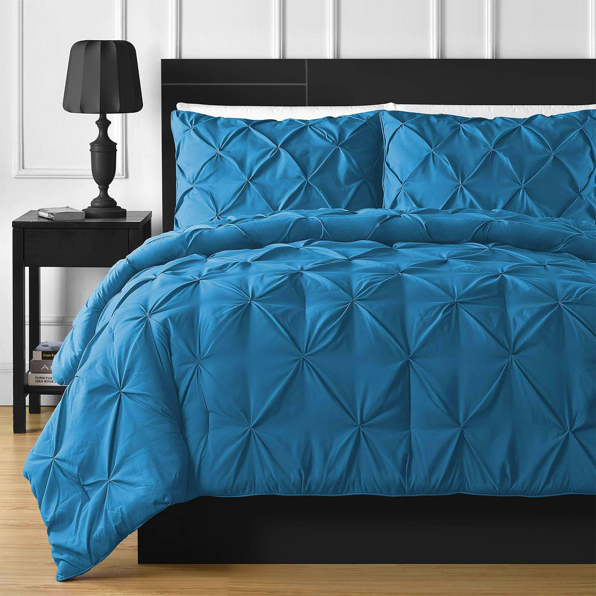 Diamond Turquoise Bed Sheet Set With Quilt, Pillow And Cushions Covers