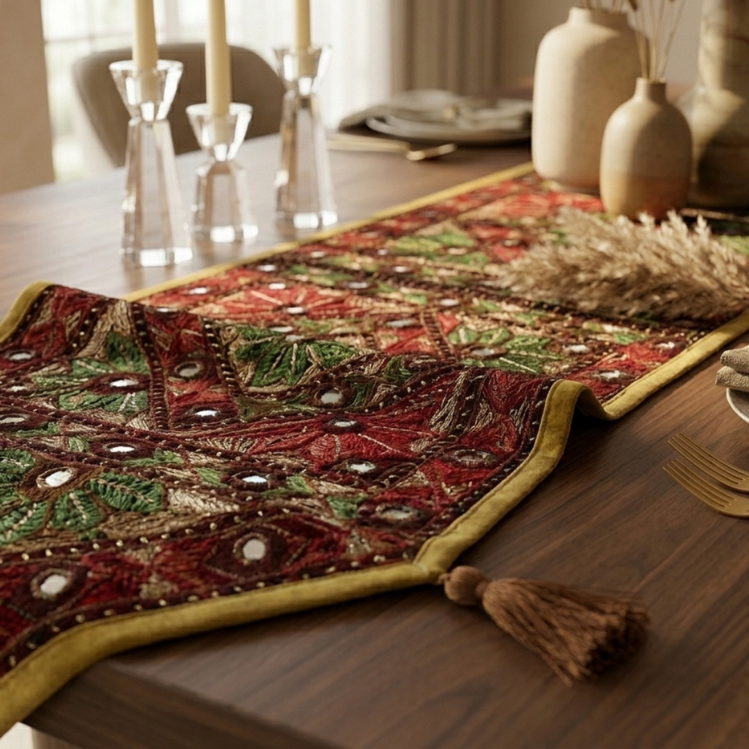 Dight 1 Pc Table Runner Set Maroon