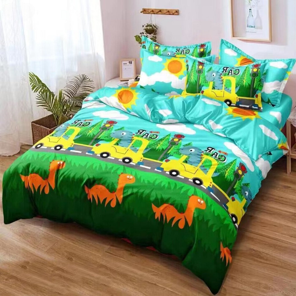 Dino Car 3 Pcs Bedding Set Green