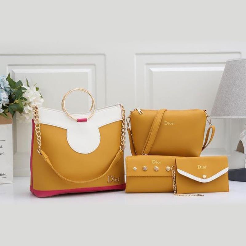 Dior 4 Pcs Handbag Yellow