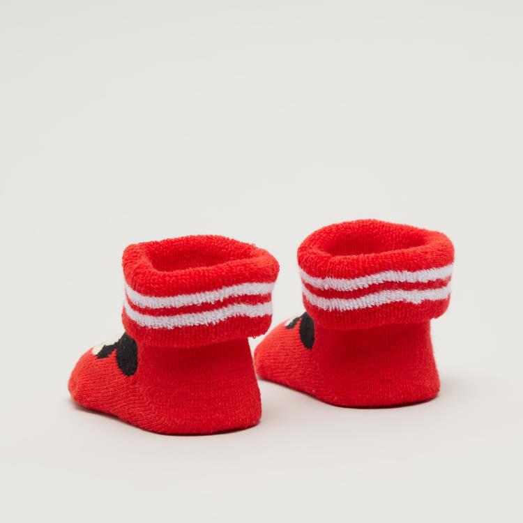 Disney Mickey Mouse Booties with Cuffed Hem Red