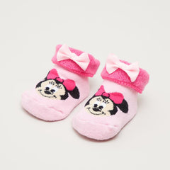 Disney Minnie Mouse Booties with Cuffed Hem Pink (0-6) Months