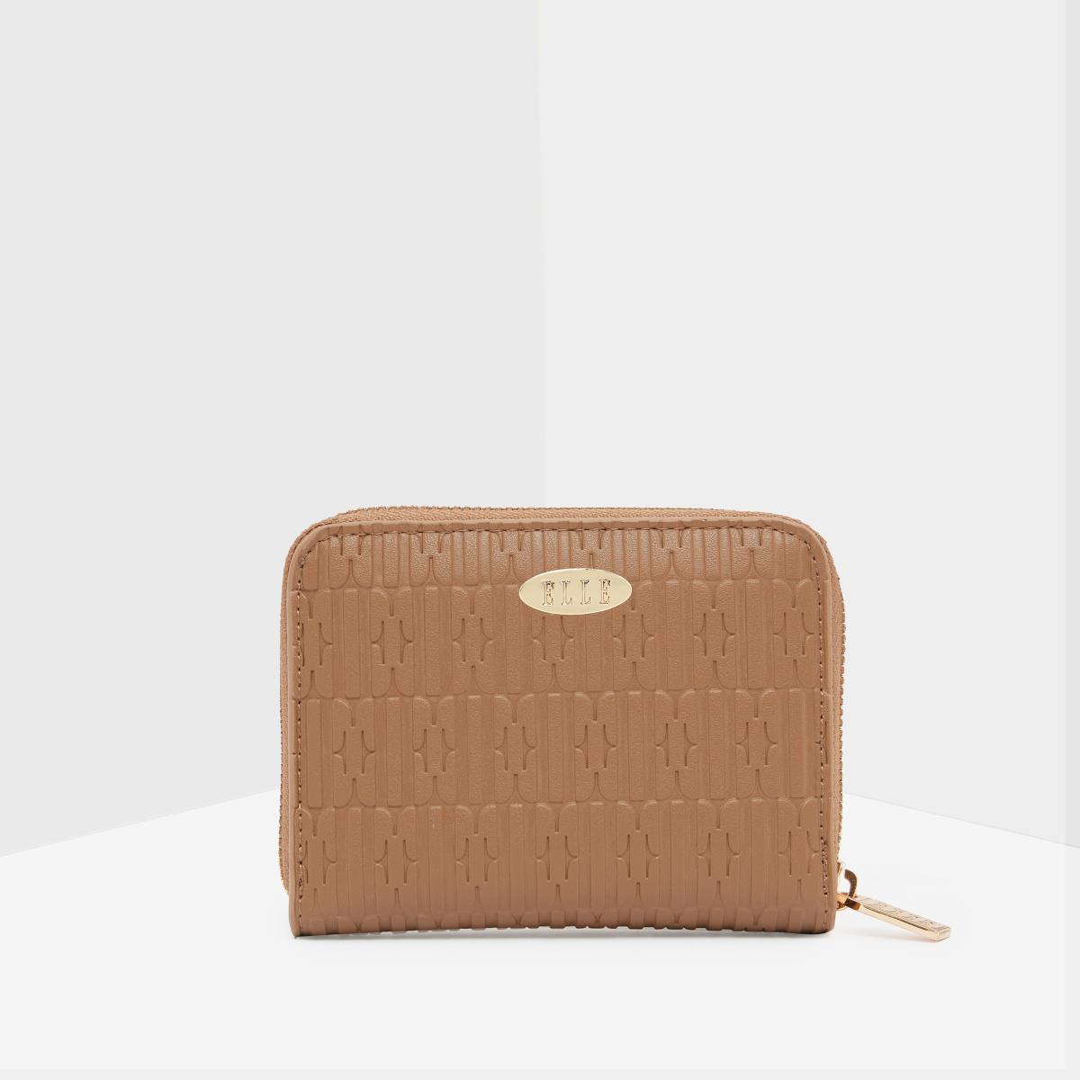 ELLE Textured Zip Around Wallet Beige