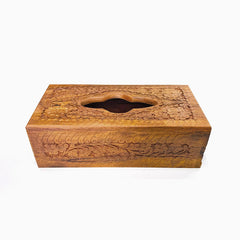 Eidson Carved Wooden Tissue Box