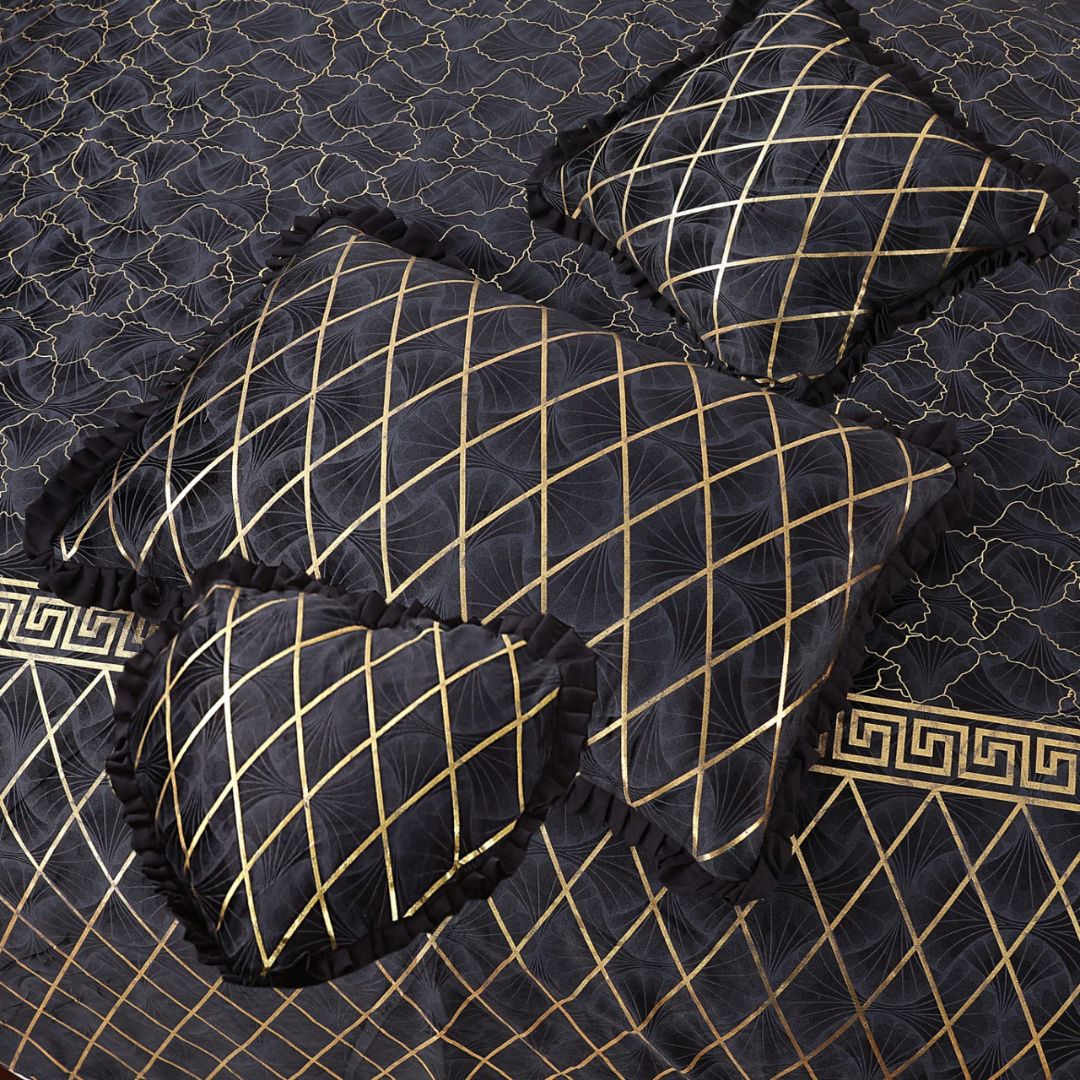 Elixir 5 Pcs Velvet Bedding Set Black