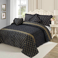 Elixir 5 Pcs Velvet Bedding Set Black