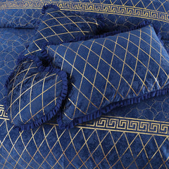 Elixir 5 Pcs Velvet Bedding Set Blue