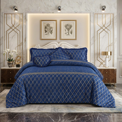 Elixir 5 Pcs Velvet Bedding Set Blue
