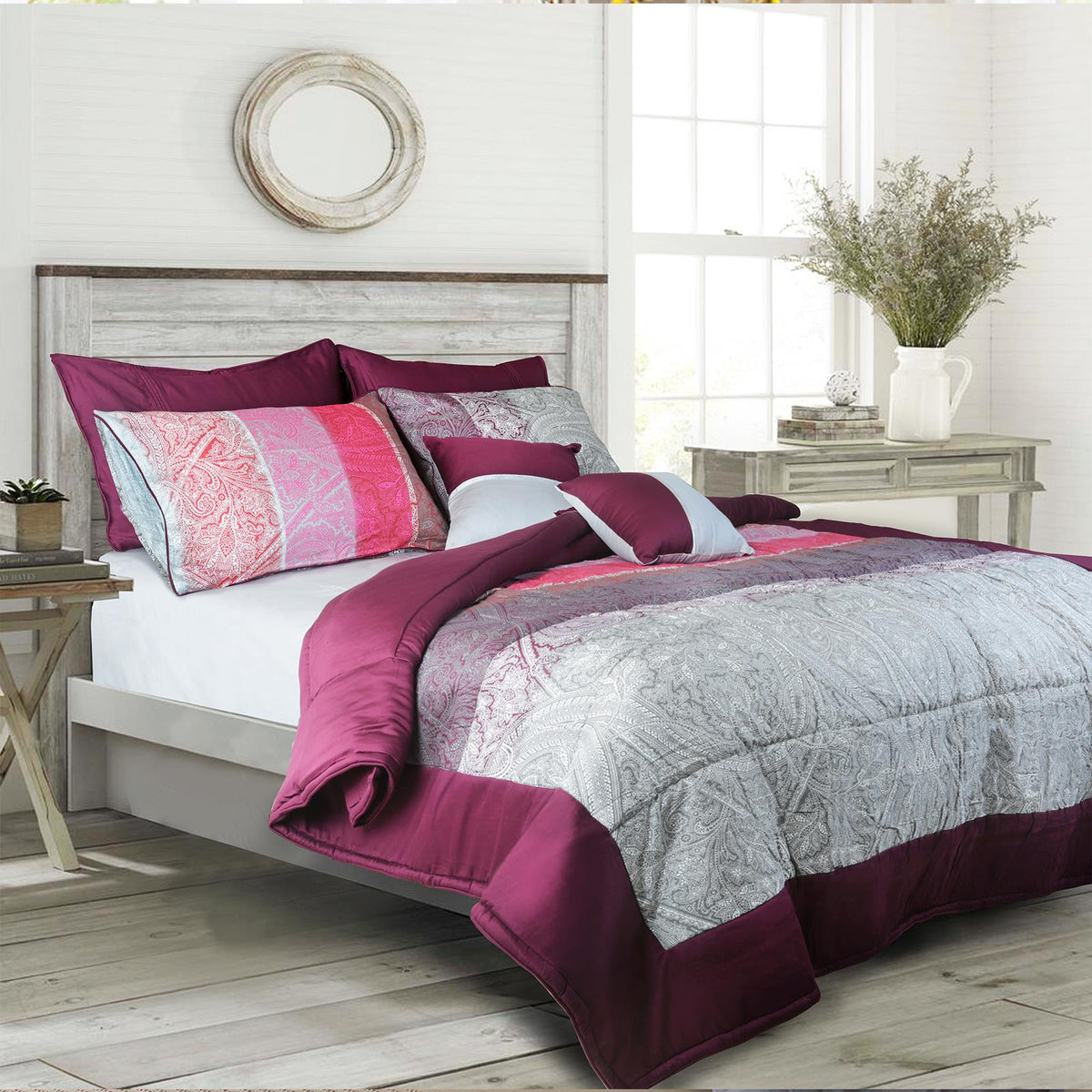 Emilia 8 Pcs Bedding Set with Filled Comforter