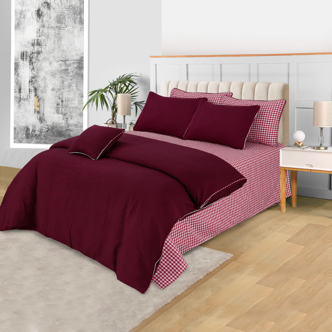 Ephemeral 7 Pcs Duvet Cover Set Maroon