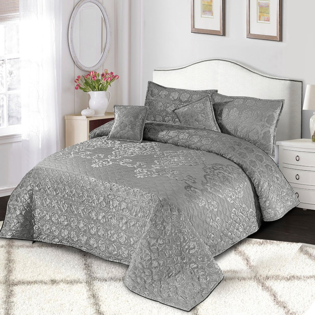 Ethereal 5 Pcs Grey Bed Spread Palachi