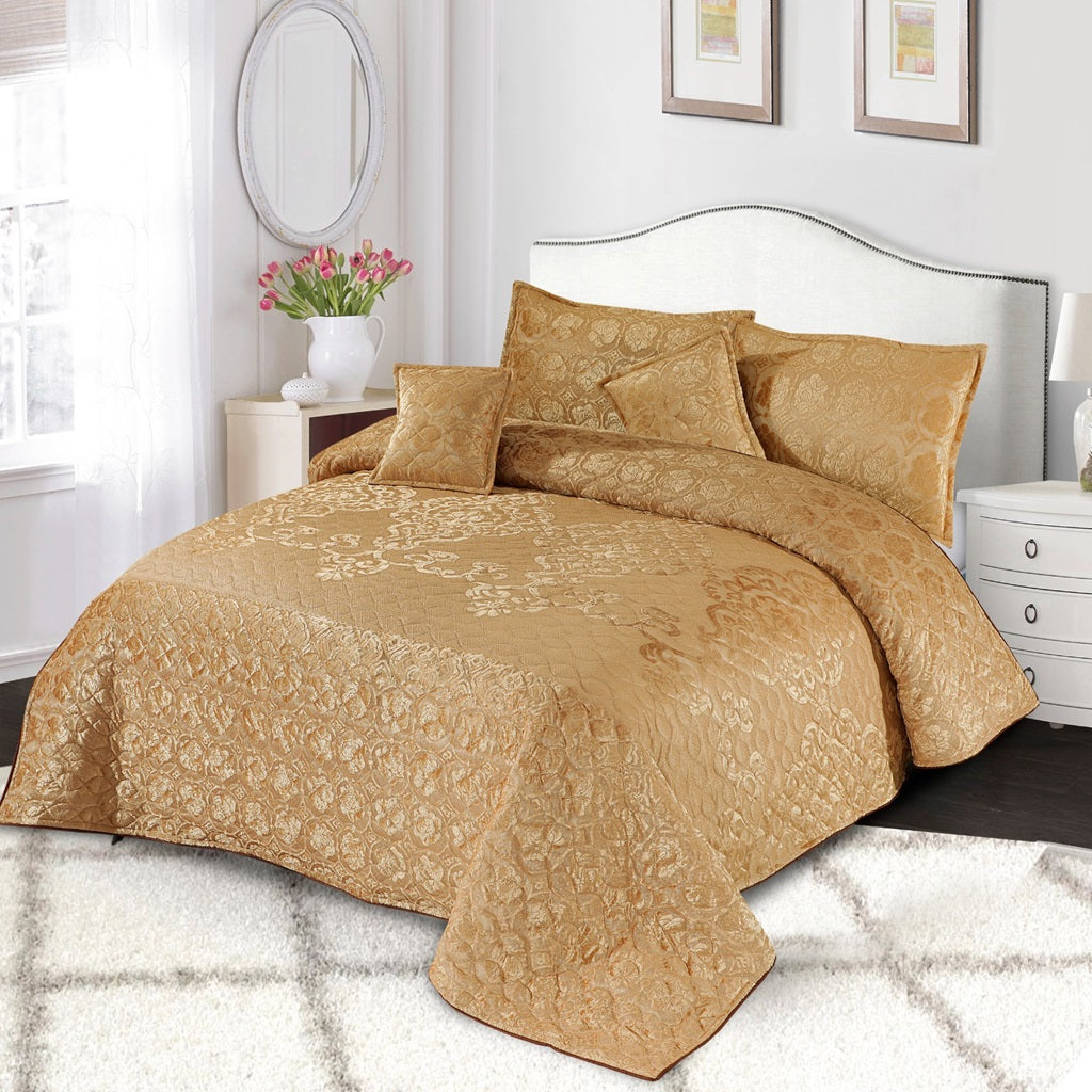 Ethereal 5 Pcs Peanut Brown Bed Spread Palachi