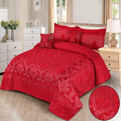 Ethereal 5 Pcs Quilted Palachi Velvet Red Bedding Set