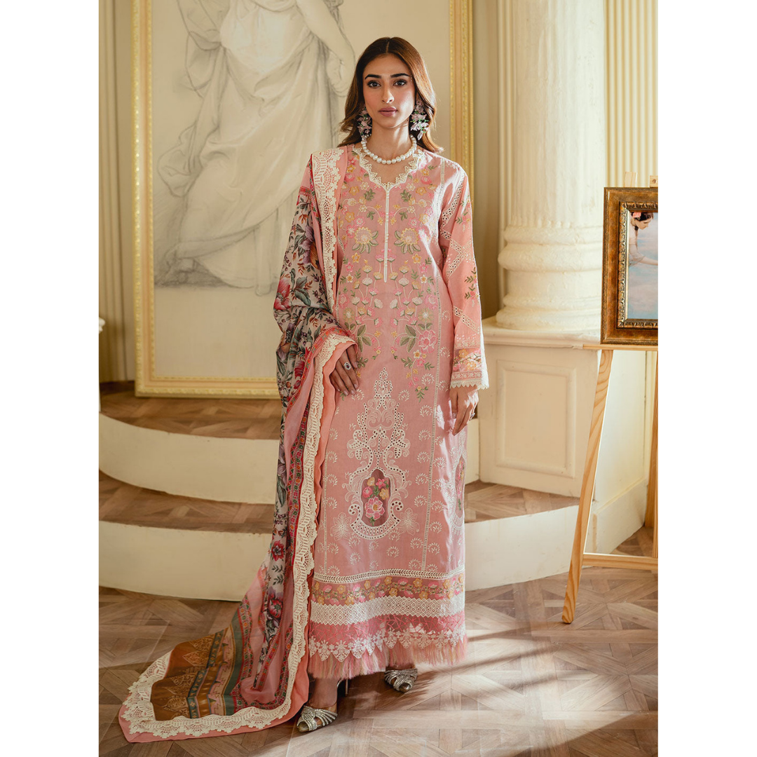 FAHA 3PC Unstitched Embroidered Suit