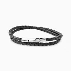 Riblor Leather Bracelet Fabio Double Wrap Black And Black