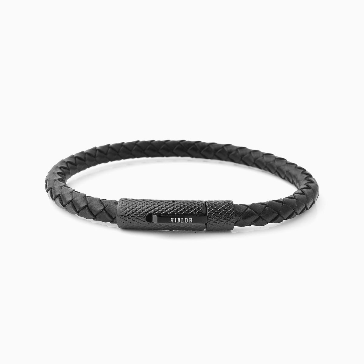 Riblor Leather Bracelet Fabio Black And Black Textured Clasp