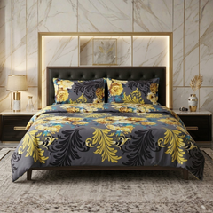 Facile 3 Pcs Bedding Set Floral Grey