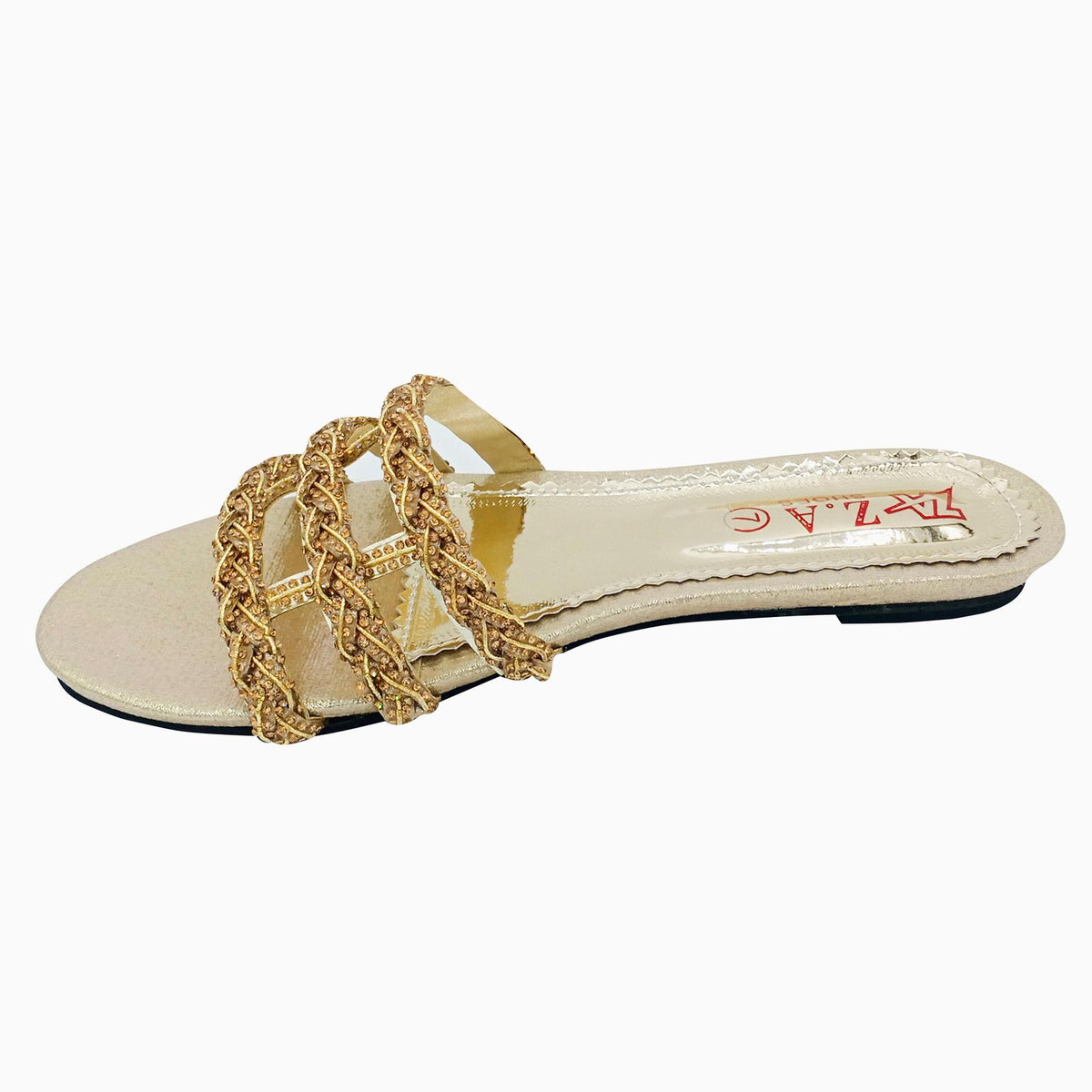 Fancy Flat Ladies Slippers Cream