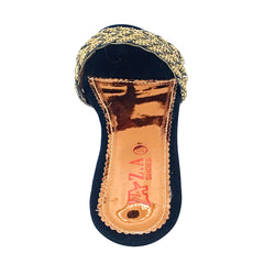 Fancy Flat Ladies Slippers Golden And Black