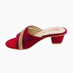 Fancy Heel Slippers for Ladies Red