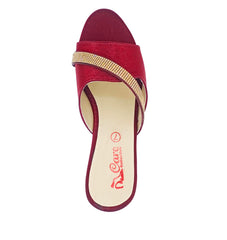 Fancy Heel Slippers for Ladies Red