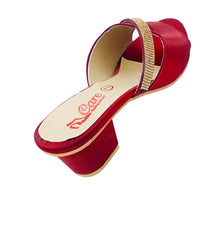 Fancy Heel Slippers for Ladies Red