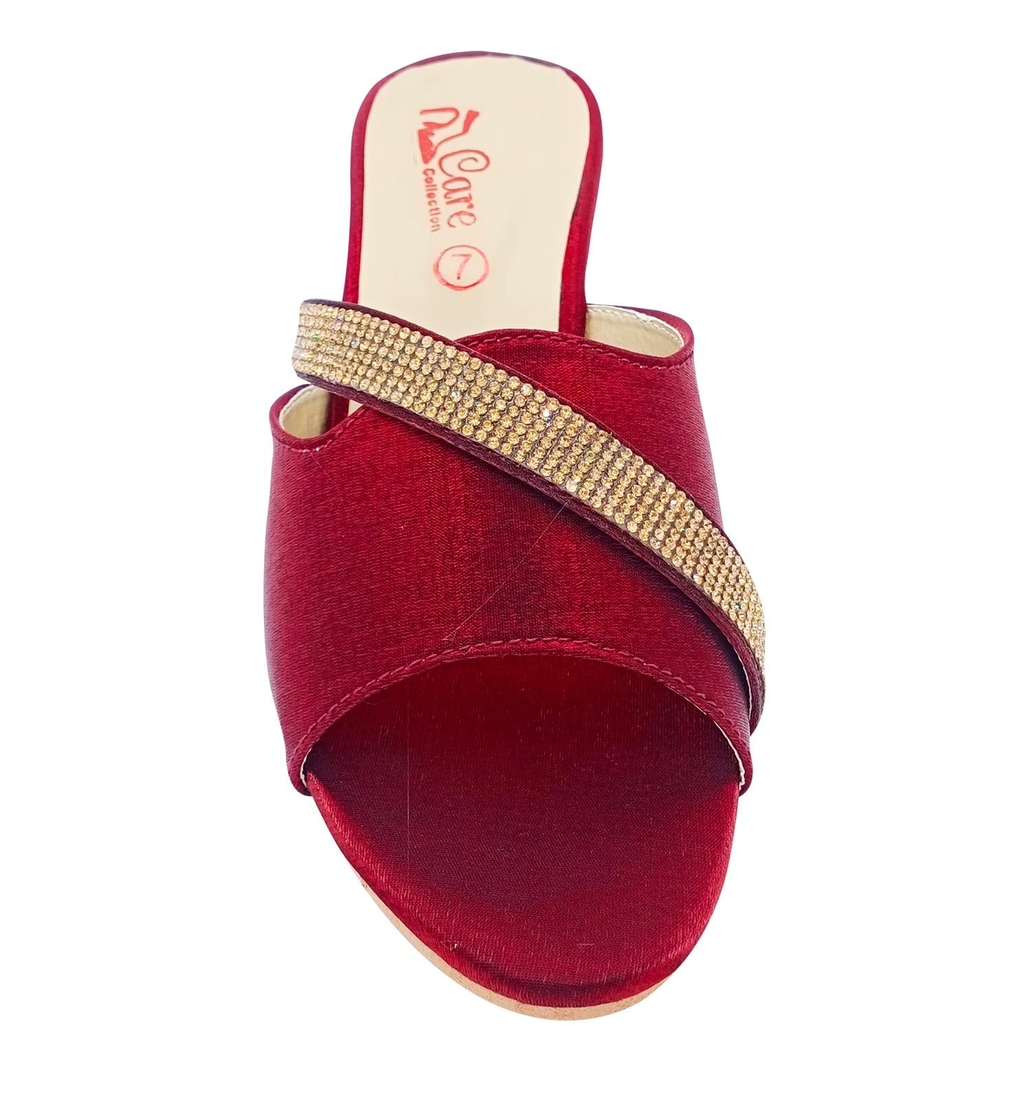 Fancy Heel Slippers for Ladies Red