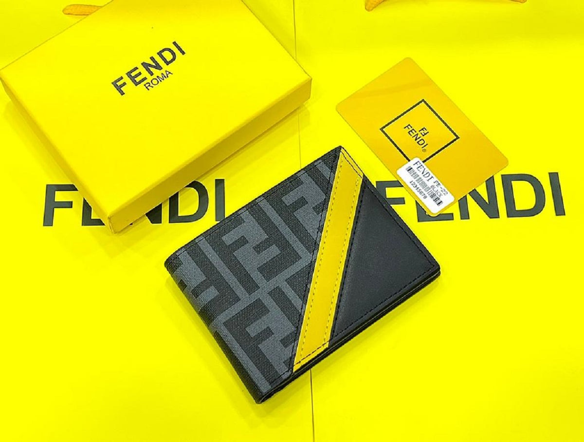 Designer Fendi Roma Men Wallet Striped Black