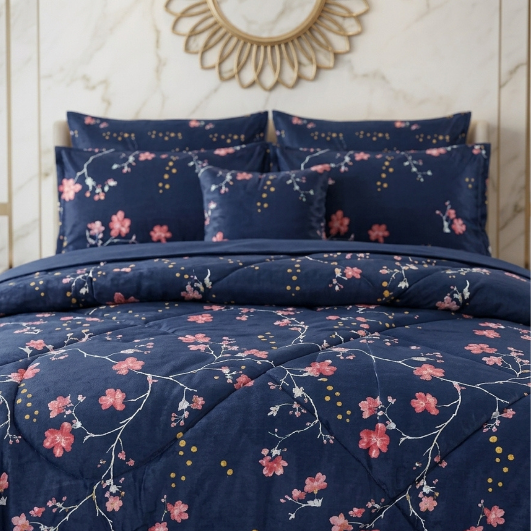 Fiasco 7 Pcs Comforter Set Blue