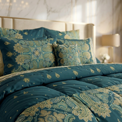 Fiasco 7 Pcs Comforter Set Blue Green