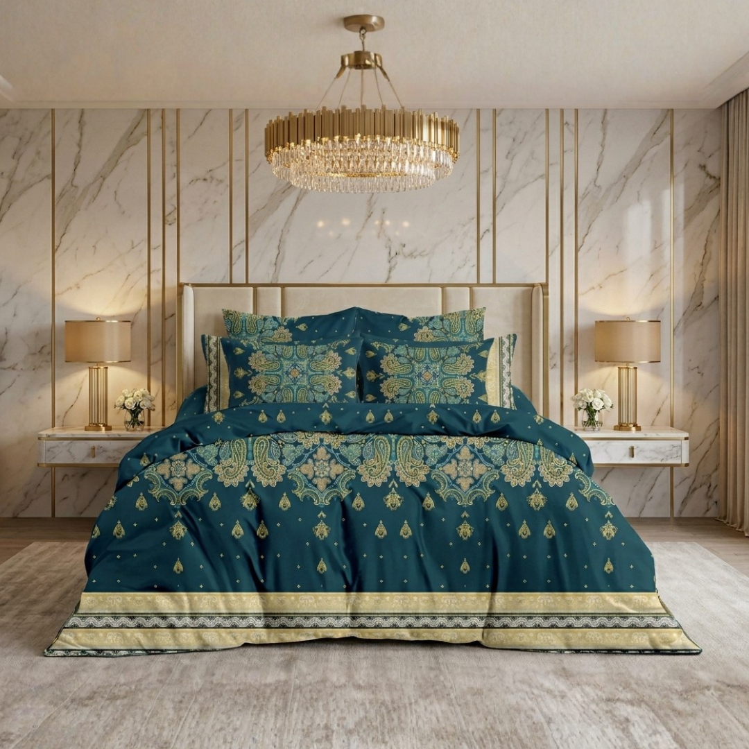 Fiasco 7 Pcs Comforter Set Blue Green