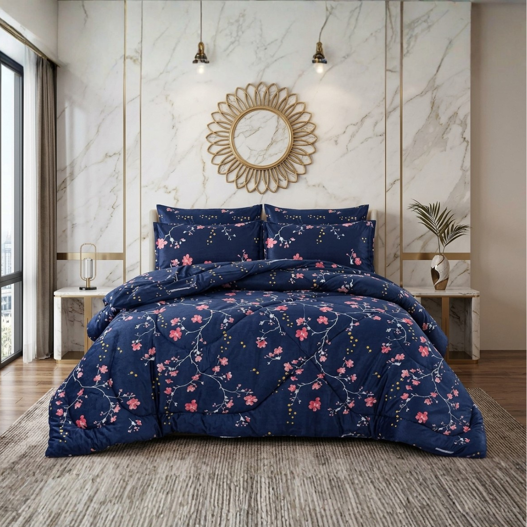 Fiasco 7 Pcs Comforter Set Blue