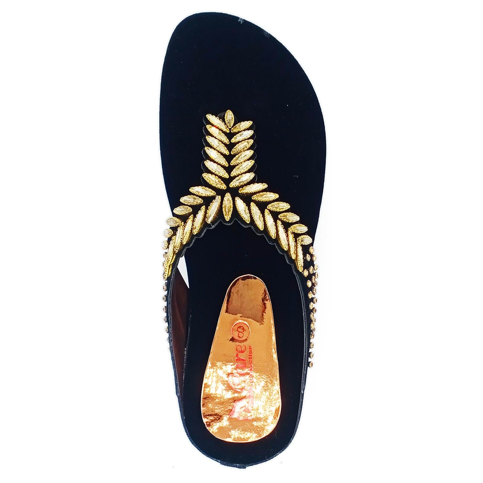 Flat Shoes for Ladies Golden And Black