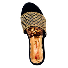 Flat Slippers for women Golden And Black