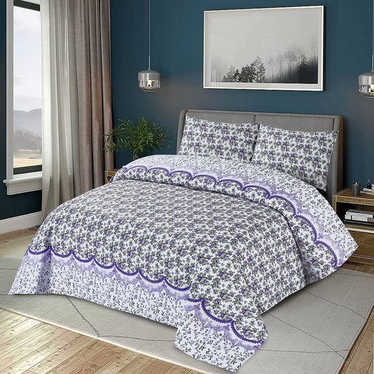 Floral 3 Pcs Bedding Set Blue 1024