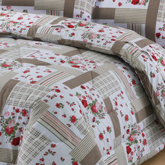 Floral Crib 3 Pcs Single Bed Sheet Set with Filled Comforter