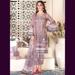 Florence 3 Pcs Unstitched Staple Embroidered Suit Purple