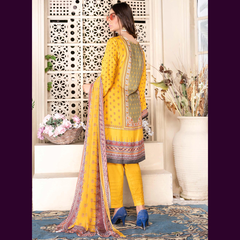 Florence 3 Pcs Unstitched Staple Embroidered Suit Yellow