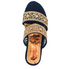 Formal Flat Ladies Slippers Golden And Black