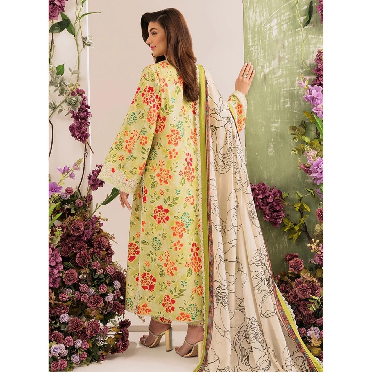 Freesia 3 Pcs Embroidered Unstitched Suit Green